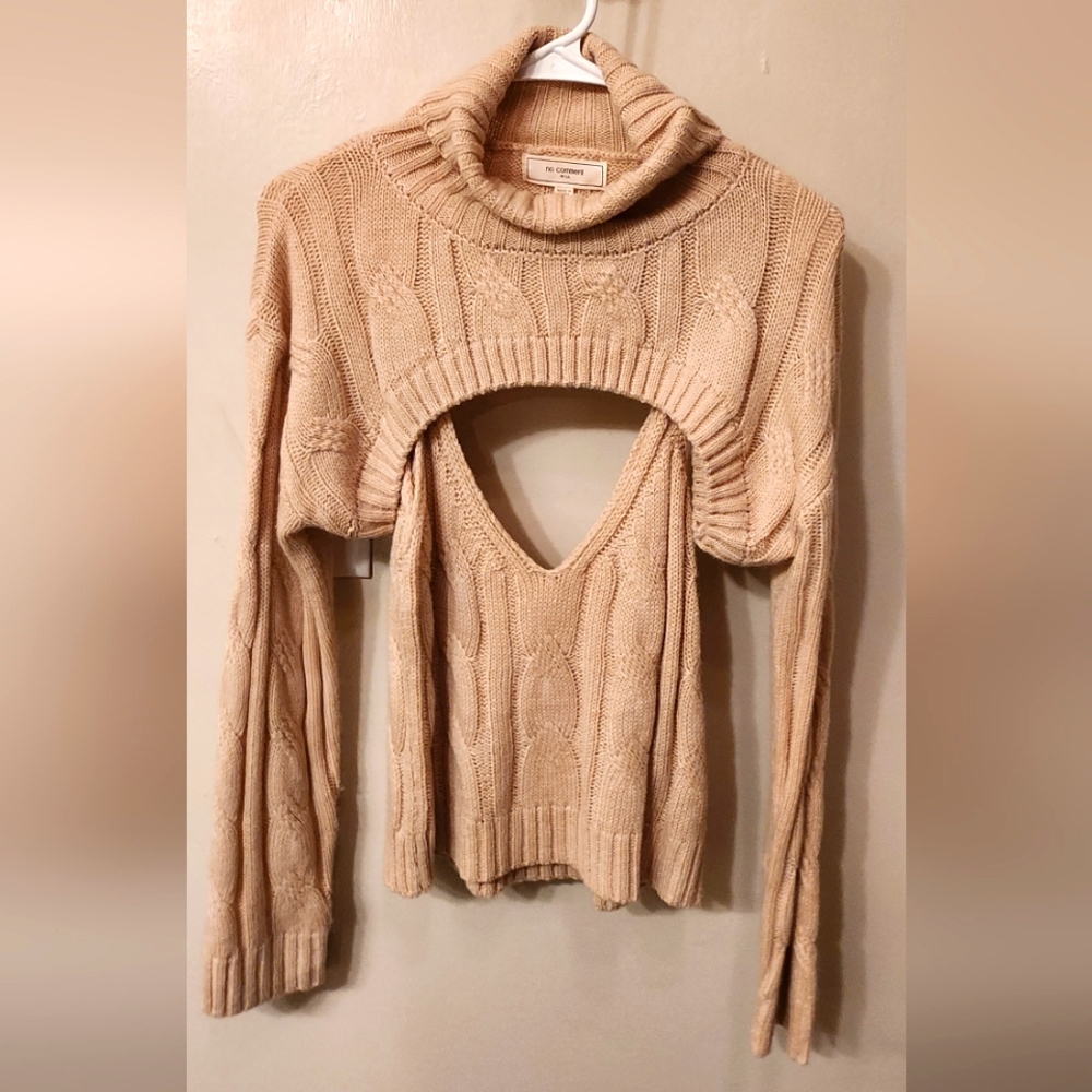NY LA Long Sleeve Turtle Neck with Cami Sweater Teddy Brown